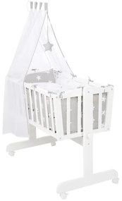 Biela kolíska na kolieskach s baldachýnom 40x90 cm Little stars – Roba