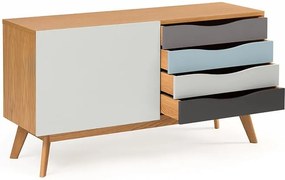 Komoda s modrými a sivými zásuvkami Woodman Avon