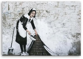 Obraz na plátně Banksy Pouliční umění Maid - 60x40 cm