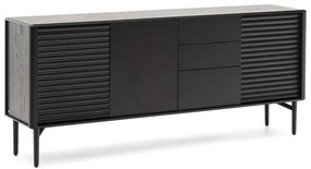 Čierna komoda v dekore duba 200x86x45 cm Lenon – Kave Home