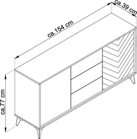 Široká komoda so zásuvkami Diamond, čierna/dub