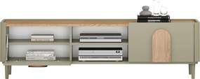 RTV skrinka Amilio 170 cm so zásuvkou na nožičkách - eukalyptus / dub baltic dune / úchyty dub prírodný