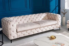 Dizajnová 3-miestna pohovka Barock Style šampanská zamat 235cm