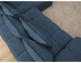 Tmavomodrá ženilková rozkladacia/s úložným priestorom rohová pohovka (pravý roh/s leňoškou) Everest – Bobochic Paris