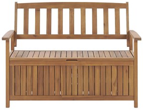Záhradná lavička z akáciového dreva s úložným priestorom 120 cm SOVANA Beliani