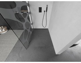 Mexen Kioto, sprchová zástena Walk-In 90 x 200 cm, 8mm číre sklo biely vzor, grafitový profil, 800-090-101-95-97