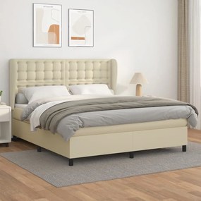 Boxspring posteľ s matracom krémová 180x200 cm umelá koža 3129047