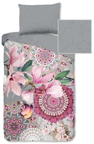 Ružovo-sivé flanelové obliečky na jednolôžko 140x200 cm – HIP