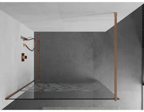 Mexen Kioto, sprchová zástena Walk-In 70 x 200 cm, 8mm číre sklo biely vzor, medený matný profil, 800-070-101-65-85