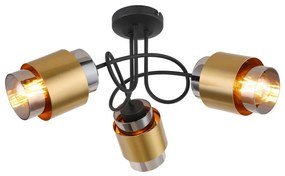 Globo 15560-3D - Prisadený luster MILLEY 3xE27/40W/230V čierna/mosadz