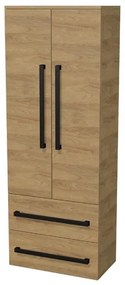 Kúpeľňová skrinka s čiernou úchytkou SAT Cube Way 60x163x33 cm dub Hickory mat CUBE3CV60DH