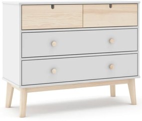 Biela nízka detská komoda 100x81 cm Estefania – Marckeric