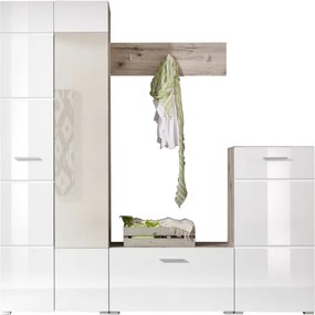 Predsieňová stena Sixx, pieskový dub/biela lesk