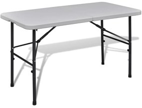 Biely skladací záhradný stôl s doskou z HDPE 122 cm