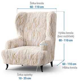 Bielastické poťahy UNIVERSO NOVÉ žíhané béžové kreslo ušiak (š. 60 - 110 cm)