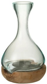 Váza z recyklovaného skla na dreve Gamal - 19*21*29 cm