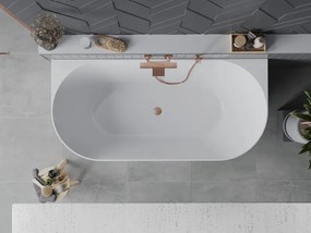 Mexen Oval Slim, voľne stojaca vaňa ku stene, 170 x 80 cm, biela-šedá, medený matný prepad, 52661708062-65