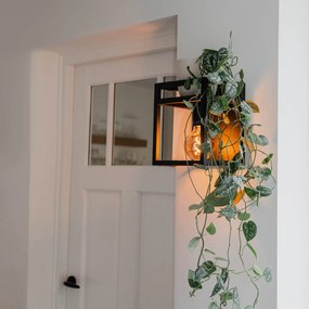 Priemyselná nástenná lampa čierna s poličkou - Cage Rack