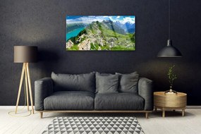 Skleneny obraz Lúka hory príroda príroda 120x60 cm