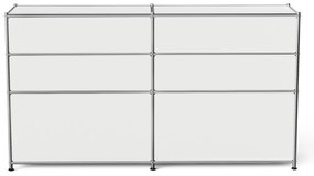 Kovová odkladacia skrinka "CN3" s výklopnými priečinkami, zásuvkami a otvorenými priehradkami, biela