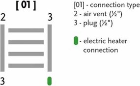 BPS-koupelny Elektrický kúpeľňový radiátor Bodam E AB-E 11840-01, pripojenie typ 01, 40x130 cm, biela RAL 9016