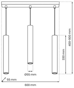 Luster na lanku HUDSON 3xGU10/8W/230V biela