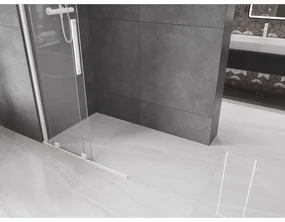 Mexen Velar, posuvné dvere do otvoru typ Walk-In 90 cm, 8mm číre sklo, biela, 871-090-000-03-20