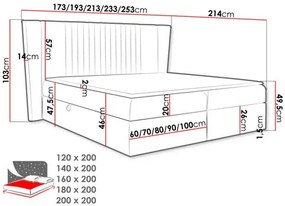 Manželská posteľ 180 cm Eternity  (tmavosivá). Vlastná spoľahlivá doprava až k Vám domov. 1122139