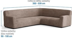 Bielastické poťahy MOSAICO orieškové rohová sedačka (š. 350 - 530 cm)