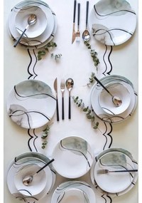 24-dielna jedálenská súprava, sivá/zelená, porcelán