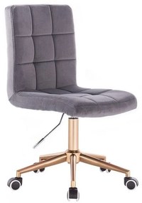 LuxuryForm DESIGN Stolička TOLEDO VELUR na zlatej podstave s kolieskami - tmavosivá