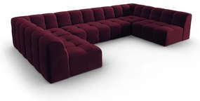 Vínovočervená zamatová rohová pohovka (do "U") Kendal - Micadoni Home