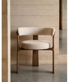 Hnedé/béžové jedálenské kreslo s podrúčkami z jaseňového dreva Granite – Kave Home