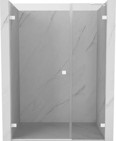 Mexen Lunar-B, Otočné ľavé sprchové dvere 125 cm, 8mm číre sklo, biely profil, 832S-125-050-20-00-L