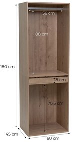 Otvorená modulárna skriňa v dekore duba v prírodnej farbe 60x180x45 cm Modular – Casa Selección
