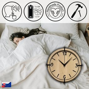 Drevené nástenné hodiny s 3D číslami | Moderný dizajn do interiéru | SENTOP HDF0601-MAPLE