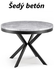 Okrúhly rozkladací jedálensky stôl MARION PLUS 120cm - 196cm Kominácia stola: čierna matná - čierne nohy