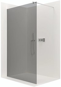 CERANO - Sprchová zástena Walk-in Onyx Ľ/P - guľatá vzpera - chróm, grafitové sklo - 80x200 cm, CER-CER-8050BD218