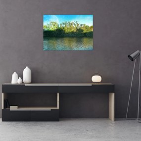 Sklenený obraz - jazero (70x50 cm)