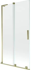 Mexen Velar L, 2-krídlová posuvná vaňová zástena 100 x 150 cm, 8mm číre sklo, zlatý lesklý profil, 896-100-003-01-50