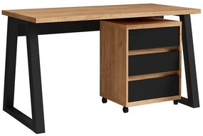 Set Iga I Písací stôl + Skrinka na kolieskach Dub Craft / čierna Mat
