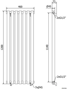 Mexen Texas, vykurovacie teleso 1200 x 460 mm, 502 W, čierna, W203-1200-460-00-70