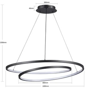 Brilagi-LED Stmievateľný závesný luster TWISTER LED/105W/230V pr.100 cm čierny + diaľkové ovládanie