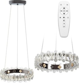 Toolight Toolight, LED závesné svietidlo s krištáľmi APP1041-CP + diaľkové ovládanie, chrómová, OSW-09472