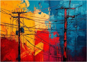 Sklenený obraz - Abstraktné elektrické vedenie (70x50 cm)