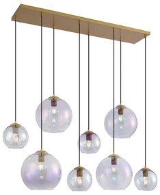 Art Deco závesná lampa zlatá s dúhovým sklom 8-Lights - Sandra