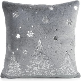 CHLPATÁ VIANOČNÁ DEKORAČNÁ OBLIEČKA NA VANKÚŠ TALAL 45X45 CM STRIEBORNÁ