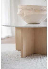 Bielo-hnedý mramorový okrúhly konferenčný stolík 90x90 cm Brooksville - Rowico