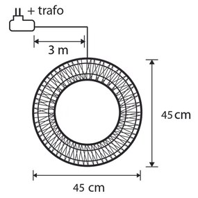 Vianočné závesné svetlo Veniec strieborný 45 cm vrátane LED IP44 - Nawa