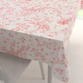 Biante Bavlnený obdĺžnikový obrus Sandra SA-633 Ružové čerešňové kvety na bielom 120x160 cm
